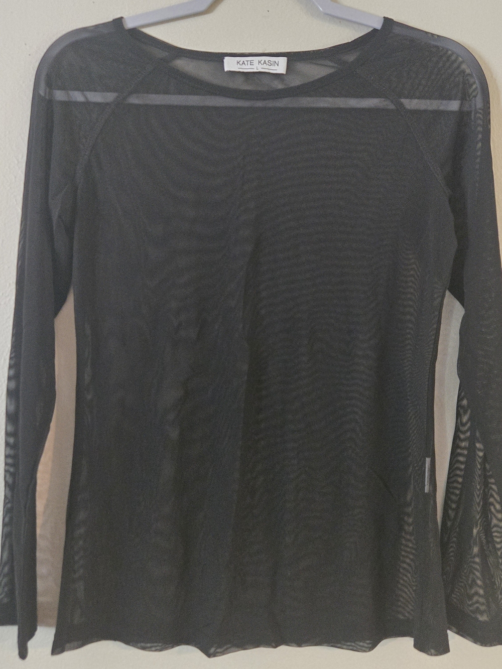 Kate Kasin Women’s Sheer Black Long-Sleeve Blouse